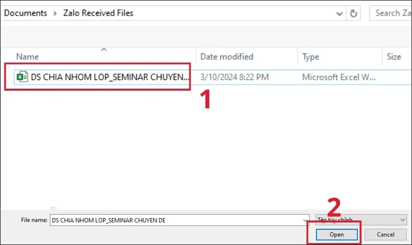 Chọn tệp Excel từ máy tính để chuyển sang Google Sheets