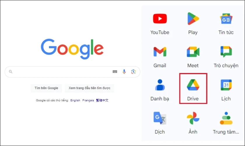 Đăng nhập vào Google và truy cập vào Google Drive