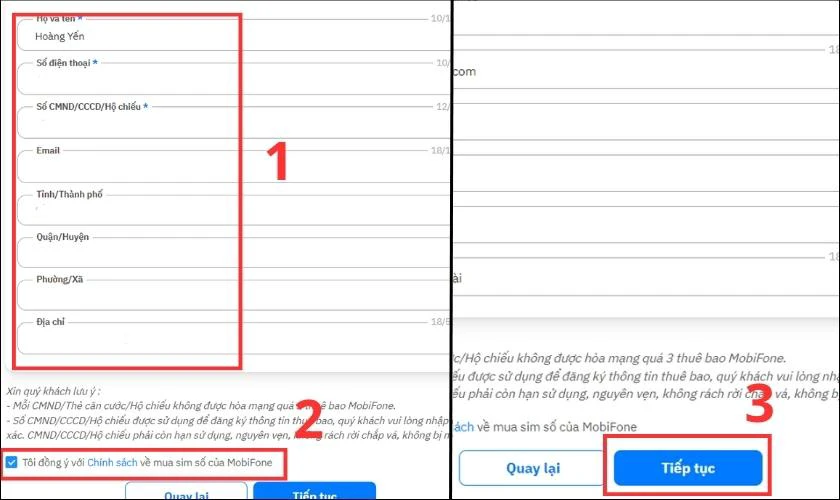 Nhập thông tin cá nhân