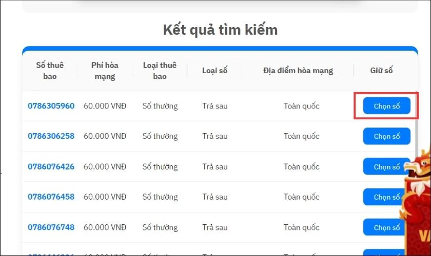 Chọn số phù hợp