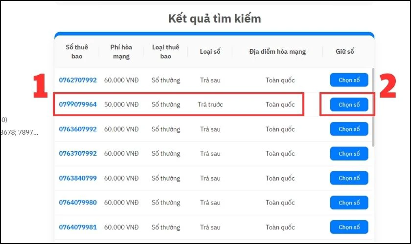 Nhấn chọn Chọn số tại mục Giữ số