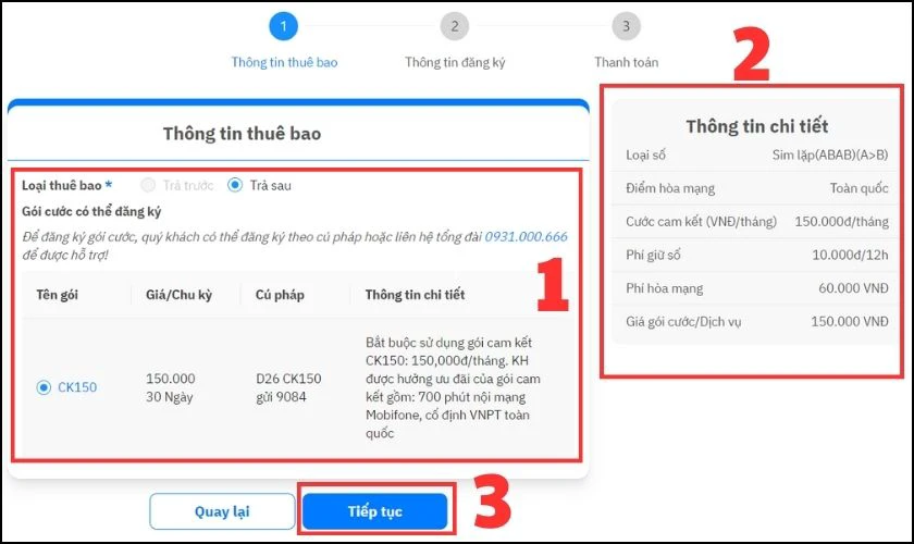 Kiểm tra các Thông tin thuê bao và Thông tin chi tiết SIM