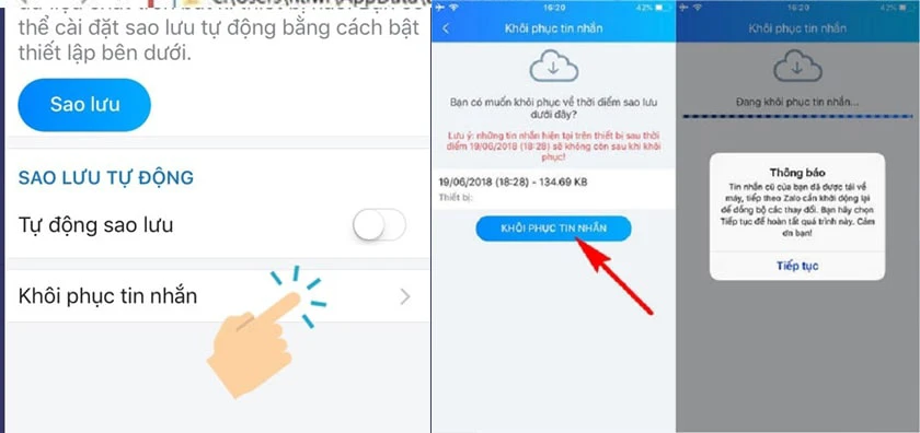 Thu hồi tin nhắn đã xóa trên zalo android