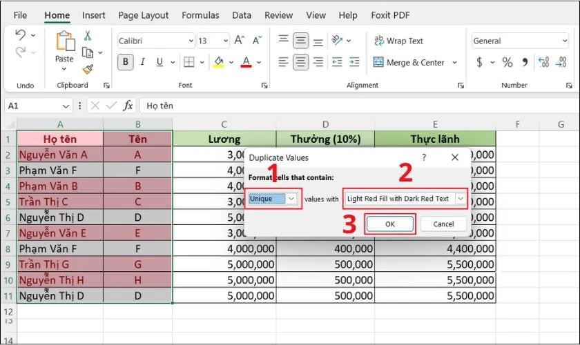 cách sử dụng Duplicates Excel