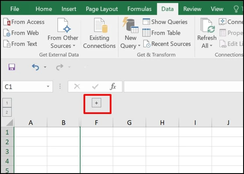 cách hiện lại các cột đã ẩn khi nhóm dữ liệu trong excel