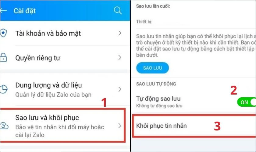 Cách khôi phục tin nhắn đã thu hồi trên Zalo