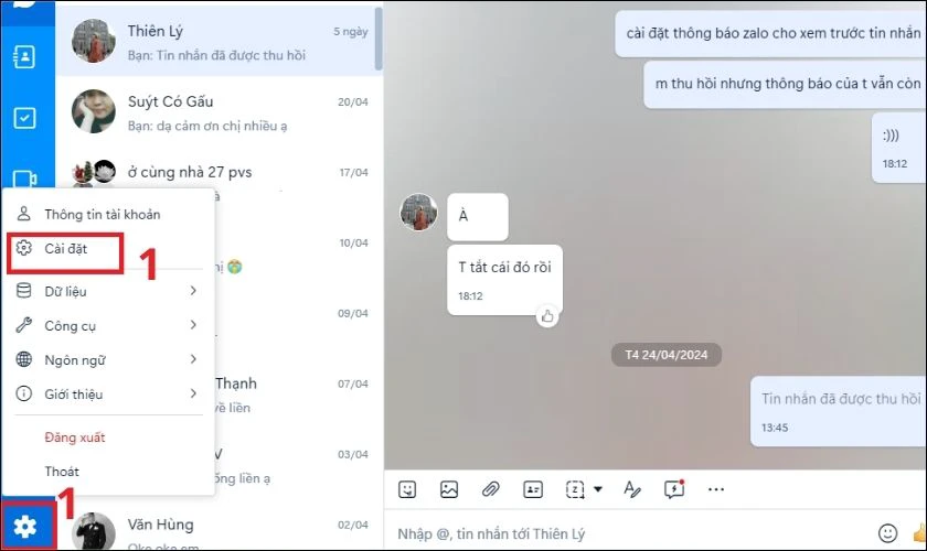 Bạn mở ứng dụng Zalo, sau đó mở Cài đặt