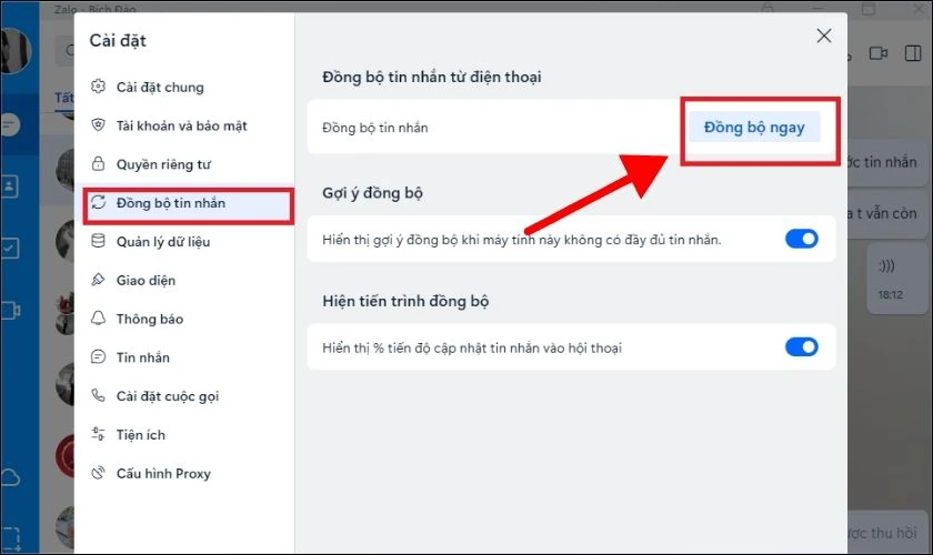 Chọn tiếp Đồng bộ ngay